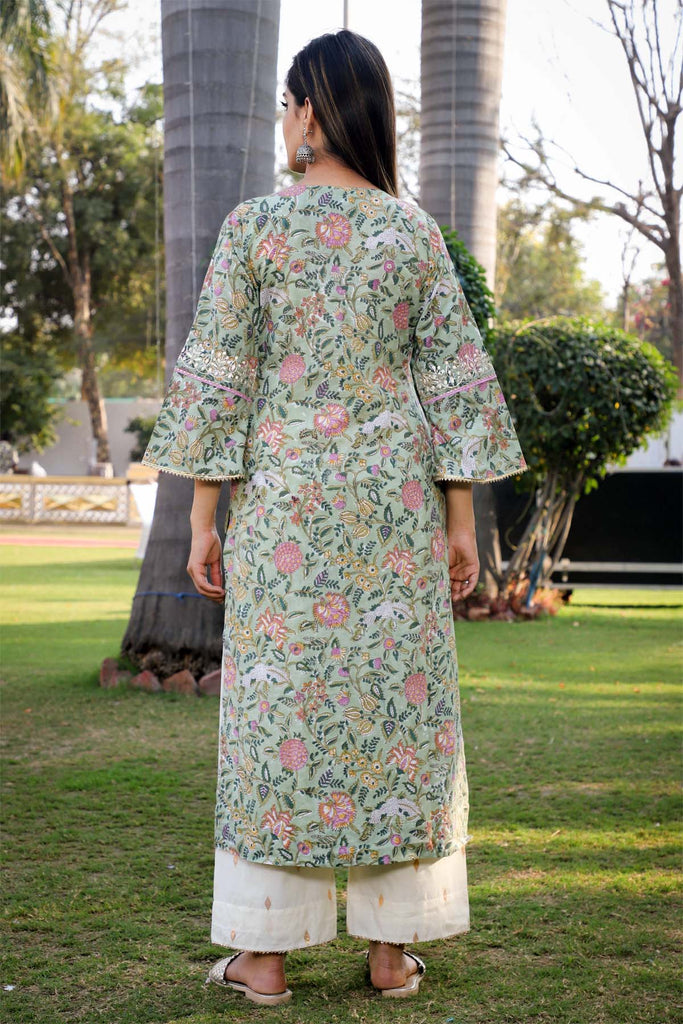 Mehendi Green Straight fit Kurta