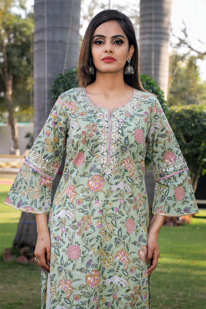 Mehendi Green Straight fit Kurta