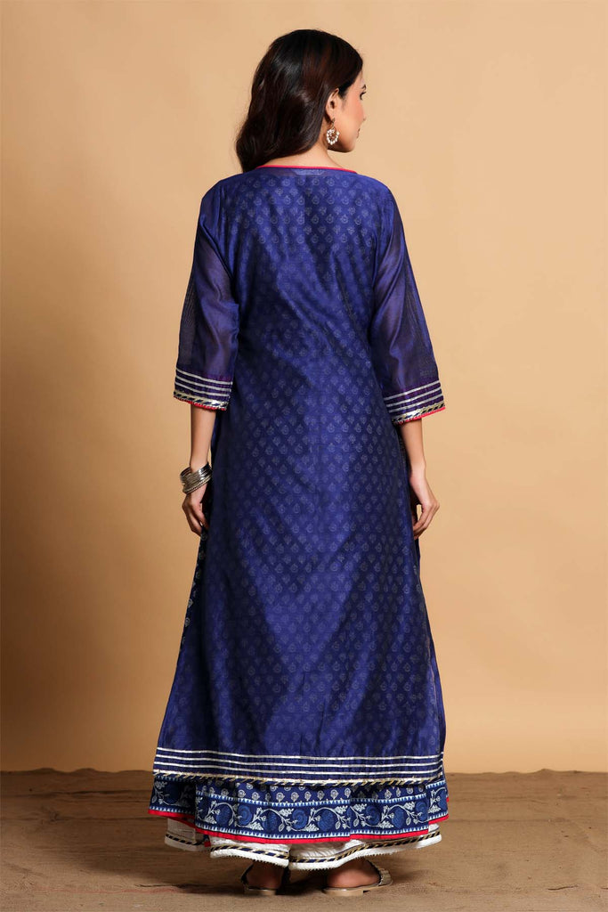 Royal Blue / double layered Chanderi kurta