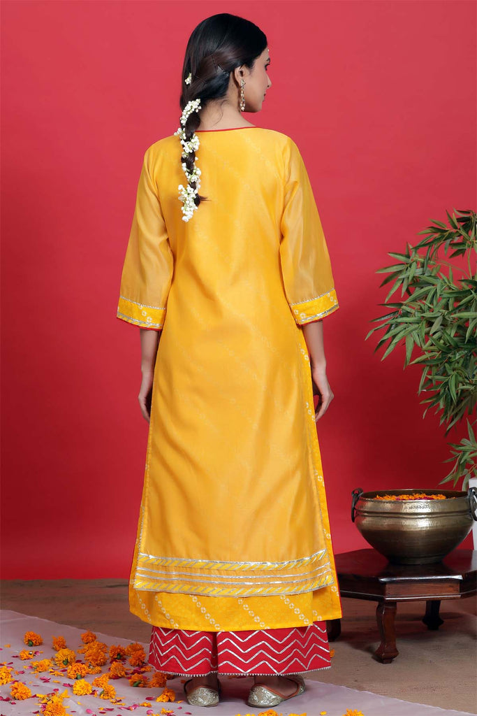 Chanderi double layer kurta in mango yellow