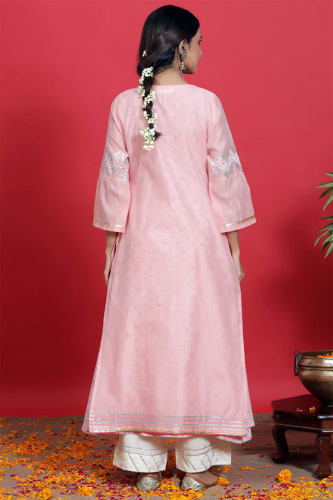 Chanderi double layer kurta in Pink color