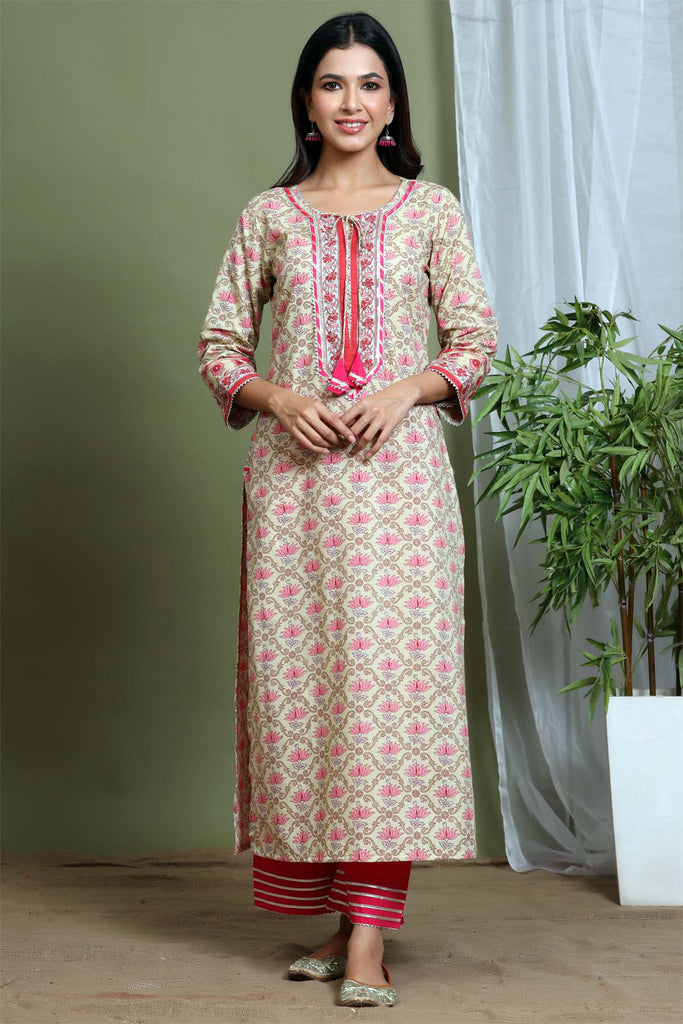 Long length straight fit kurta in olive green