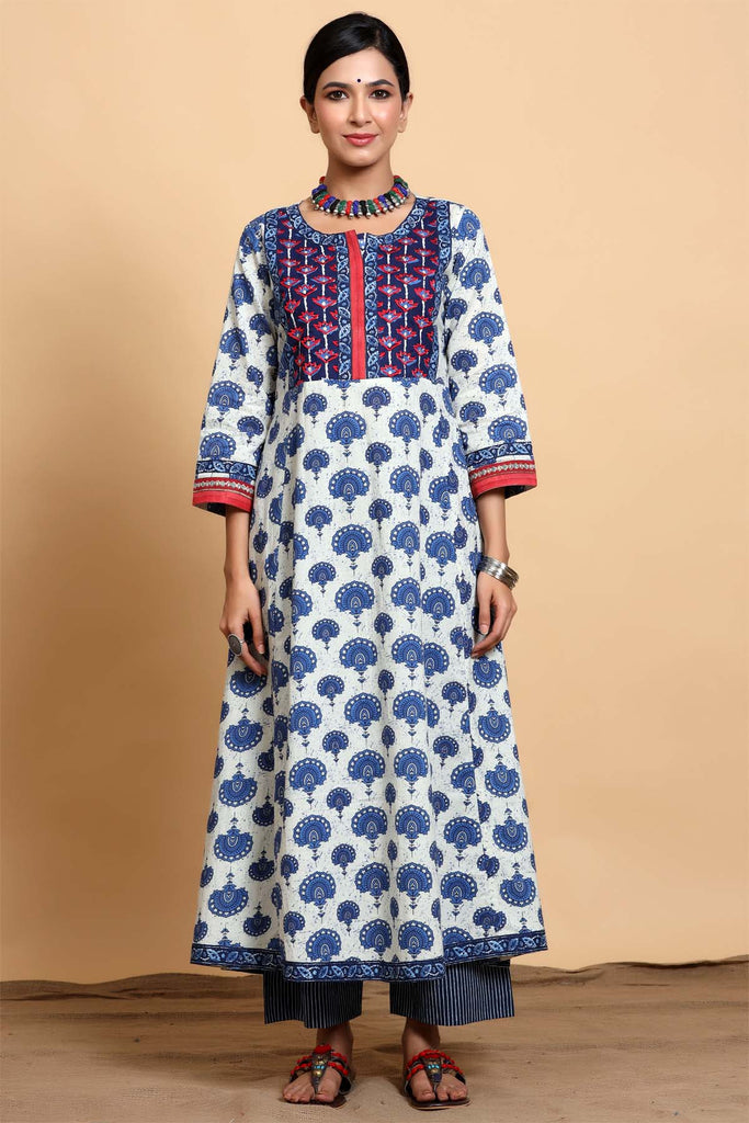 Kalidaar kurta in indigo blue