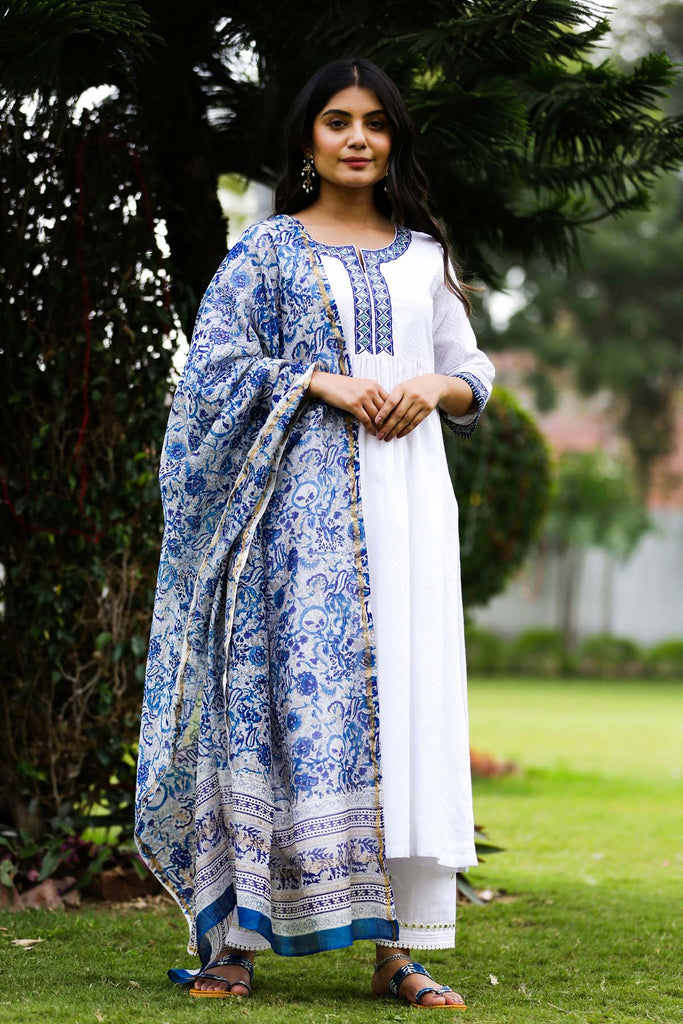 White A-Line Kurta In Dobi Cotton