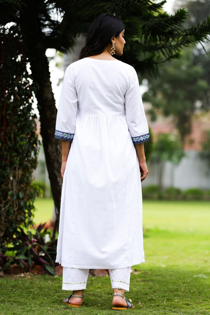 White A-Line Kurta In Dobi Cotton