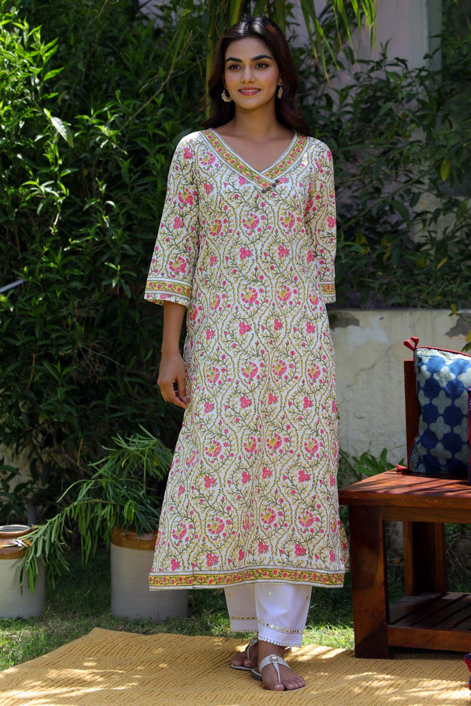 Hand Block Floral Print Kurta