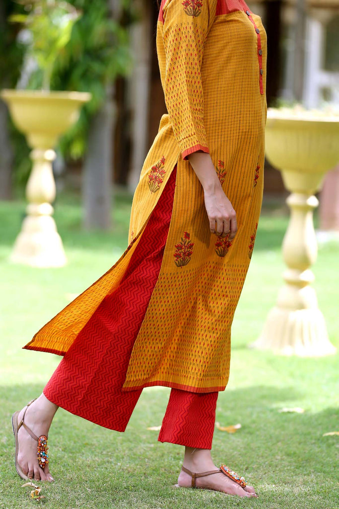 Long length kurta in  Mustard color