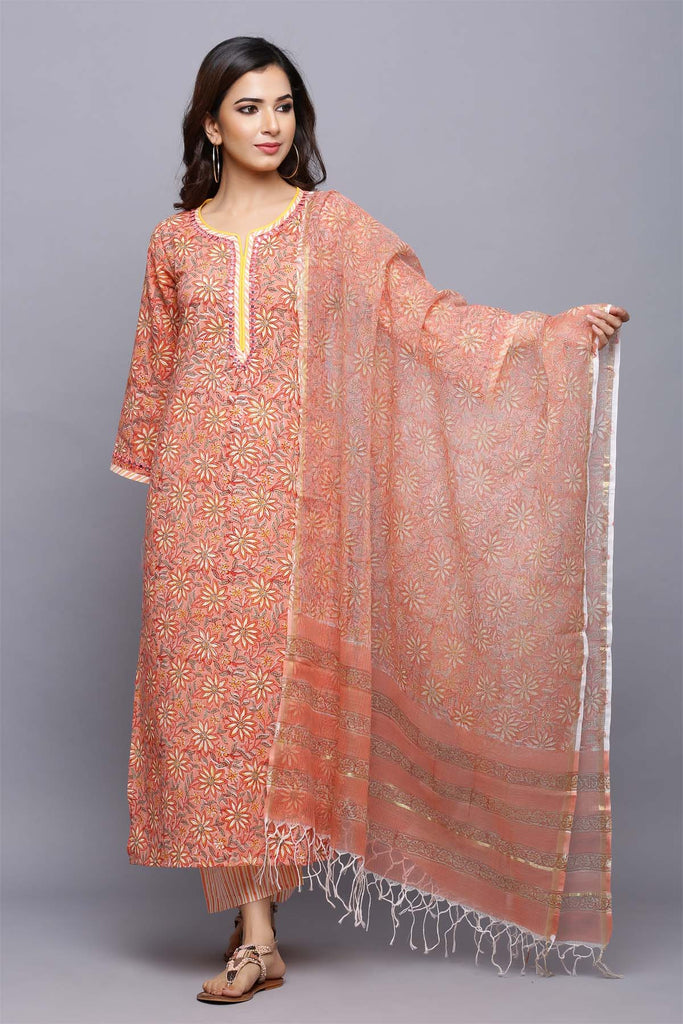 Straight Fit Kurta with matching pant and dupatta