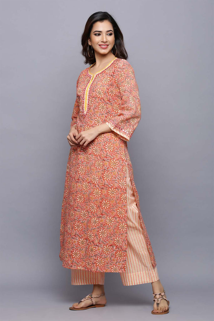 Straight Fit Kurta with matching pant and dupatta