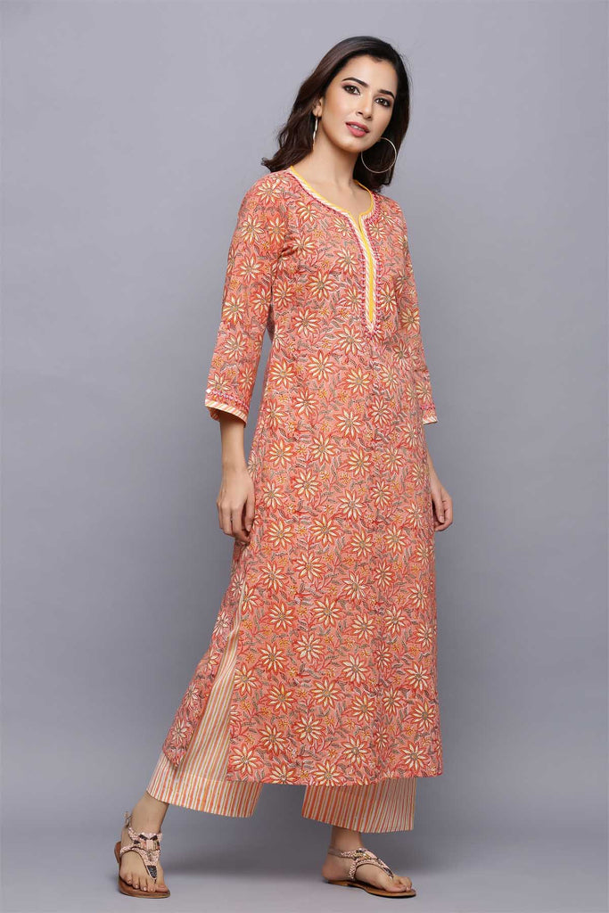 Straight Fit Kurta with matching pant and dupatta