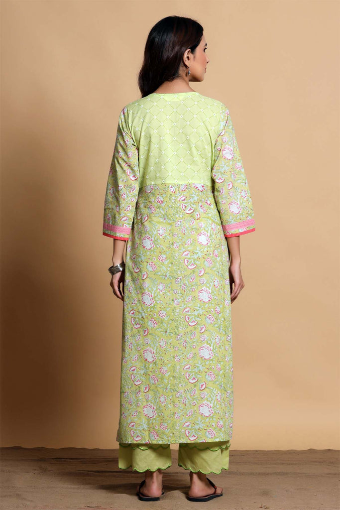 Kurta/Dupatta set in Lime green color