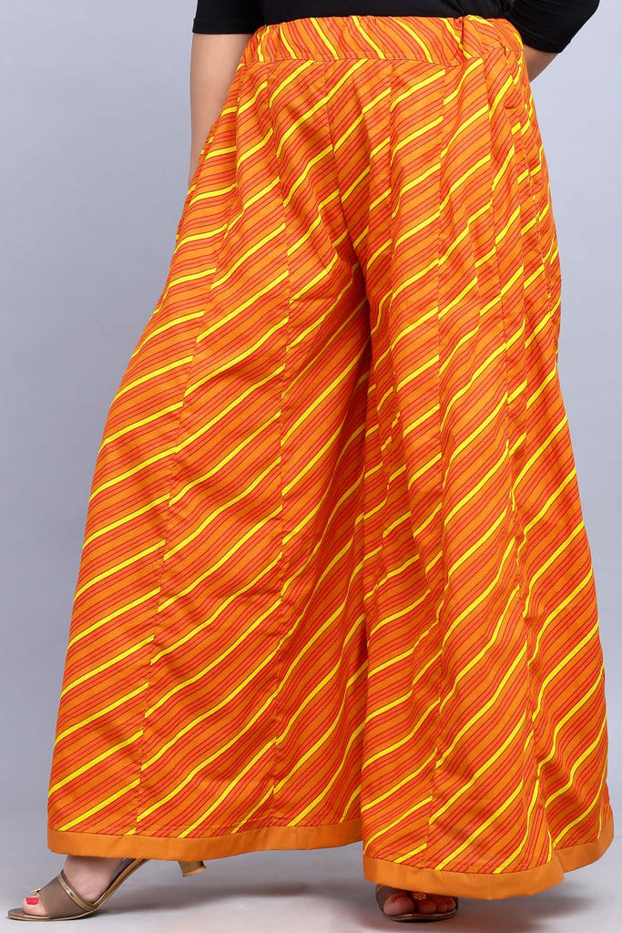 Flared Palazzo In Leheriya Print