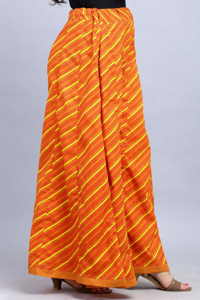 Flared Palazzo In Leheriya Print