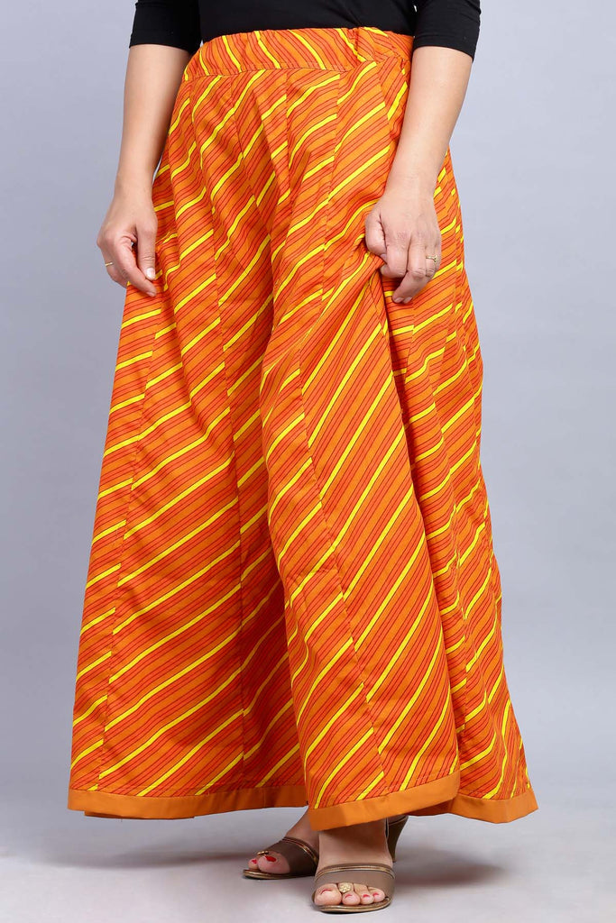 Flared Palazzo In Leheriya Print
