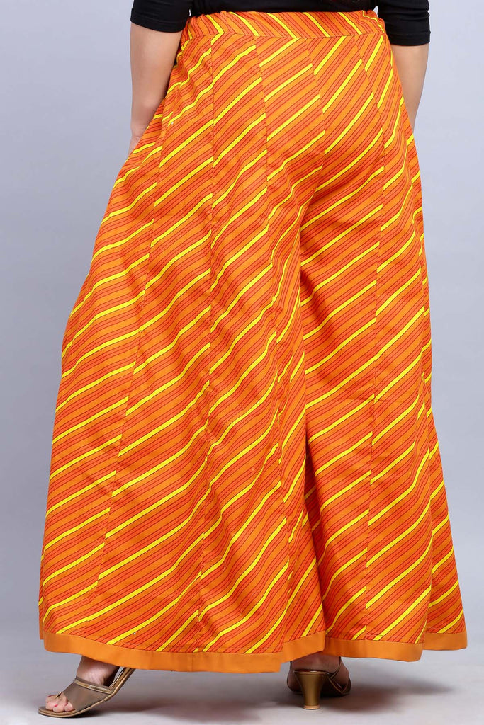 Flared Palazzo In Leheriya Print