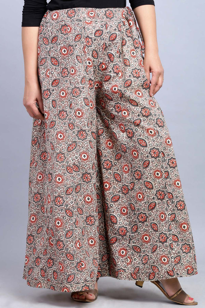 Flared Palazzo In Printed Cotton Fabric