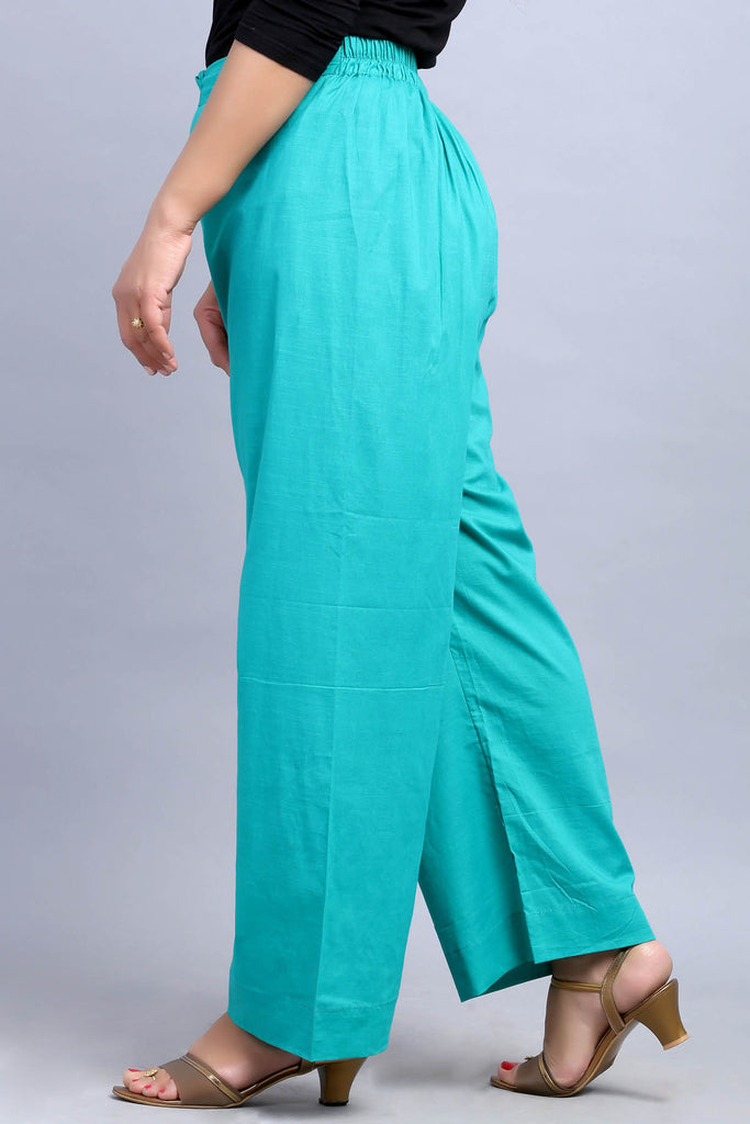 Cotton Straight Pants With Elasticated Waist