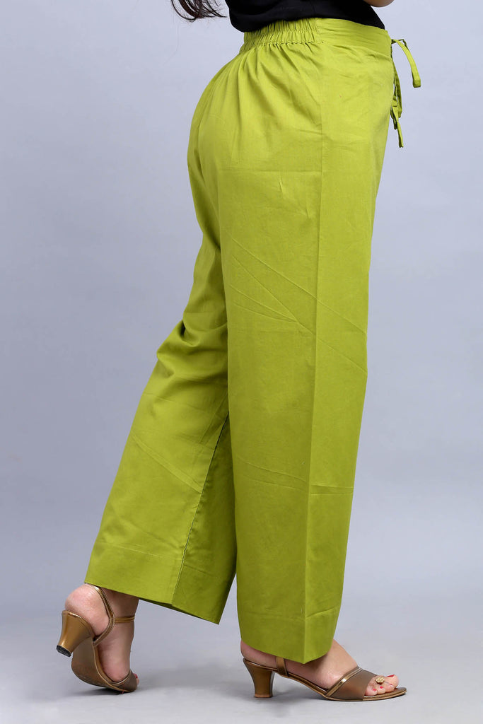 Cotton Straight Pants with Elasticated Waist