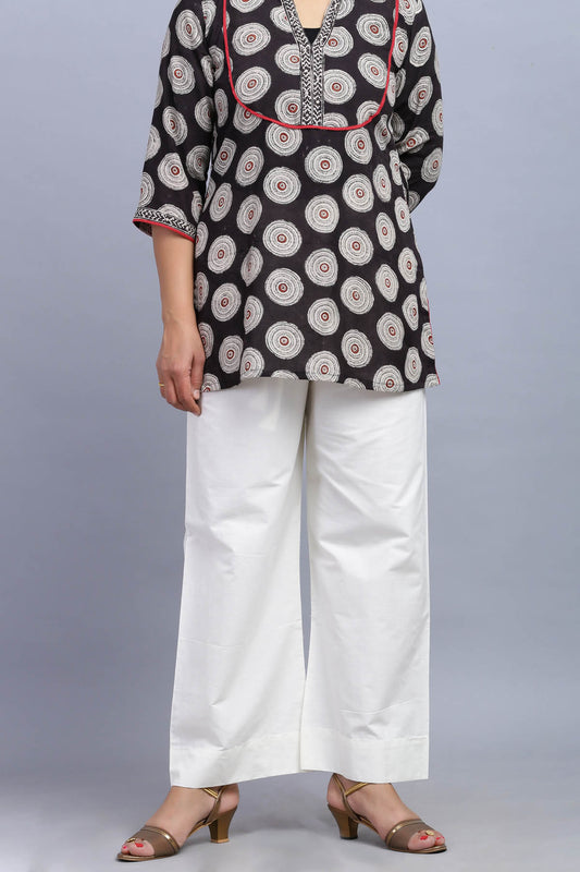White Straight-Fit Cotton Pant