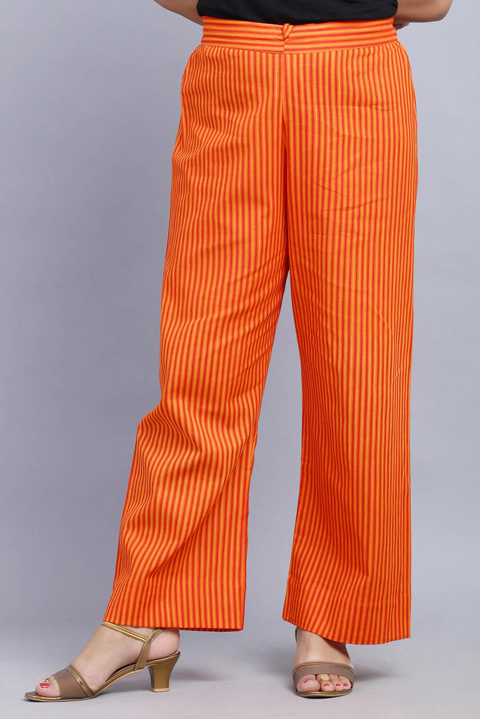 Cotton Straight Pants With Elasticated Waist