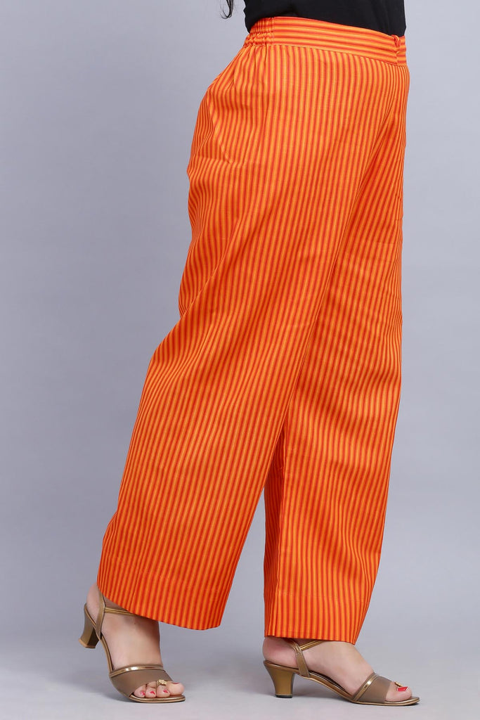 Cotton Straight Pants With Elasticated Waist