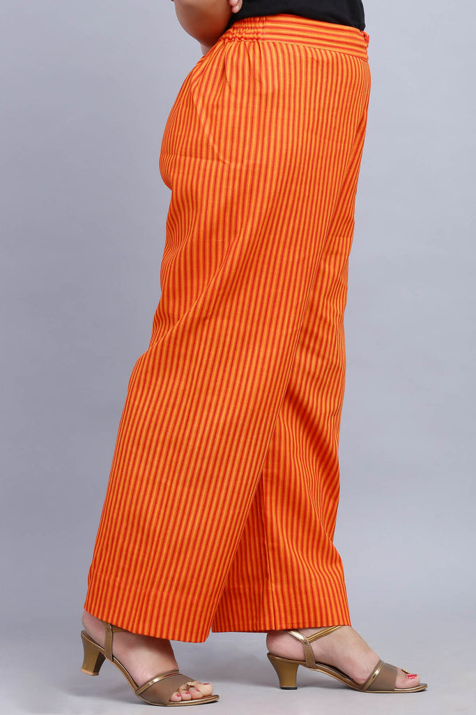 Cotton Straight Pants With Elasticated Waist