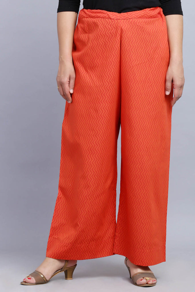 Cotton Straight Pants With Elasticated Waist