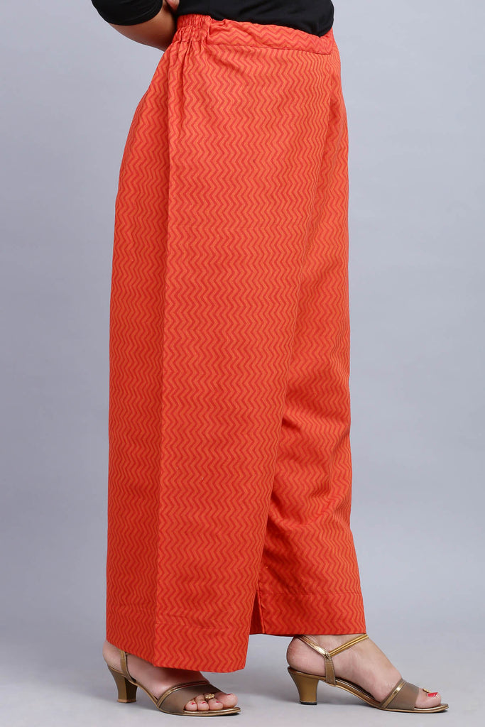 Cotton Straight Pants With Elasticated Waist