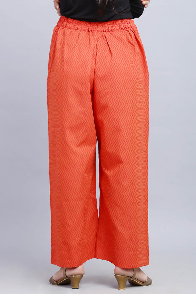 Cotton Straight Pants With Elasticated Waist