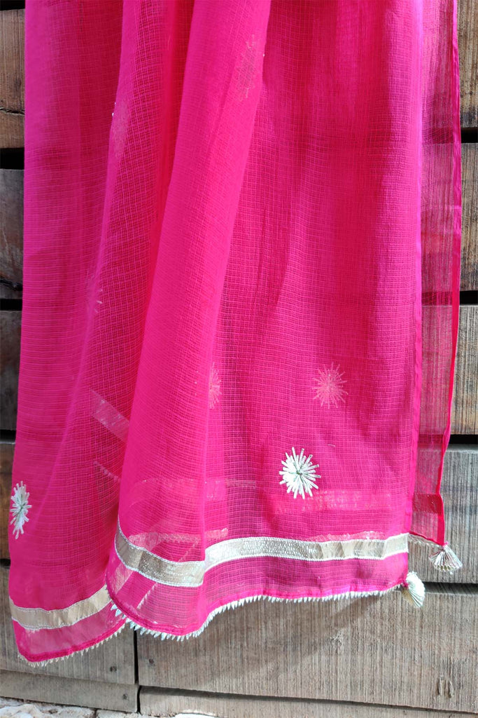 Kotadoriya dupatta in Rani color