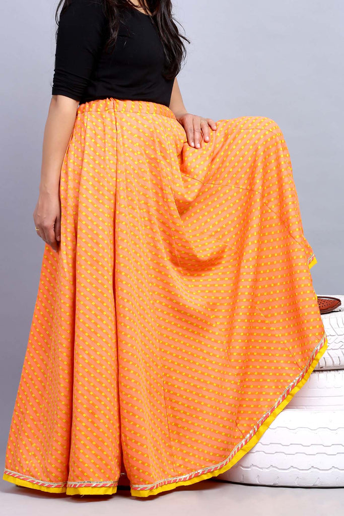 Cotton Printed Maxi Flared Skirt