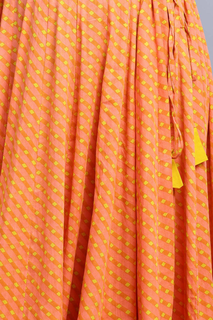 Cotton Printed Maxi Flared Skirt