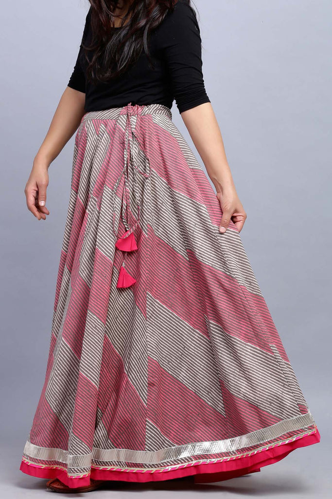 Cotton Printed Maxi Flared Skirt