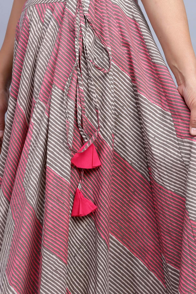 Cotton Printed Maxi Flared Skirt