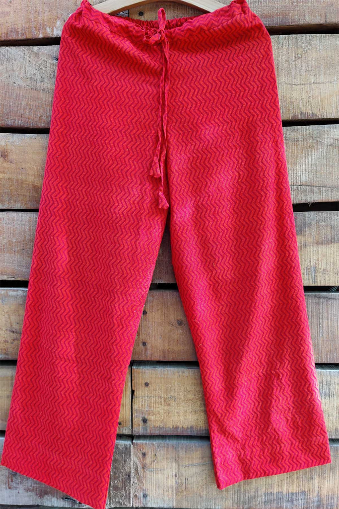 Straight fit printed cotton pants in Red
