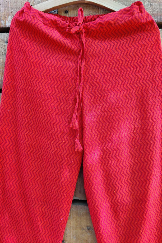Straight fit printed cotton pants in Red