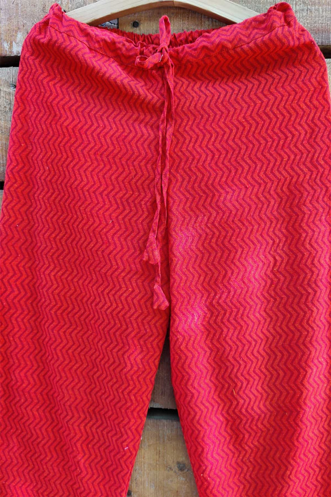Straight fit printed cotton pants in Red