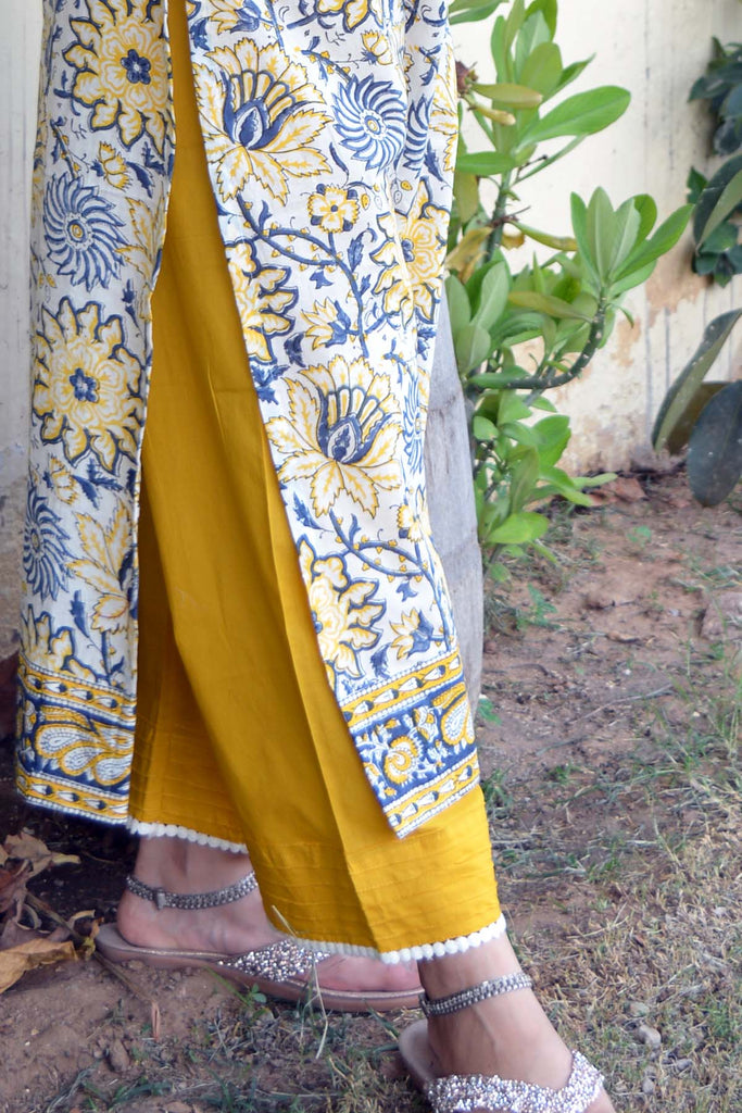 Straight Pants in Mustard Yellow Color