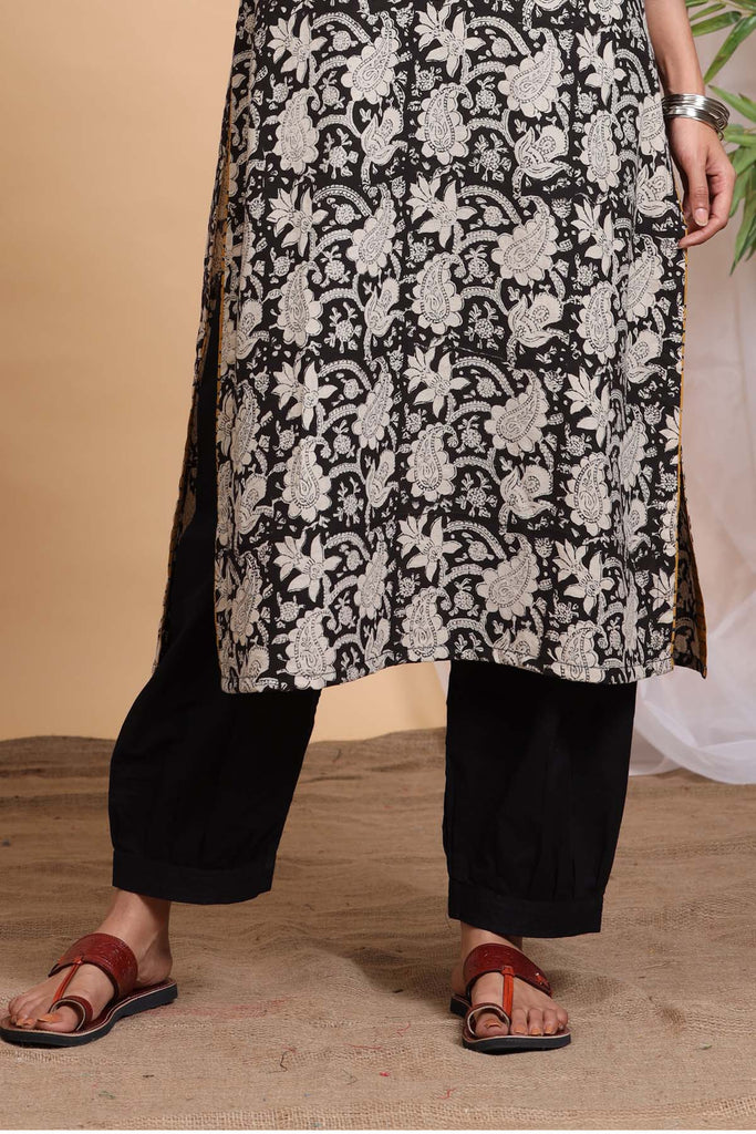 Cotton Straight Pants With Elasticated Waist In Salwar Style