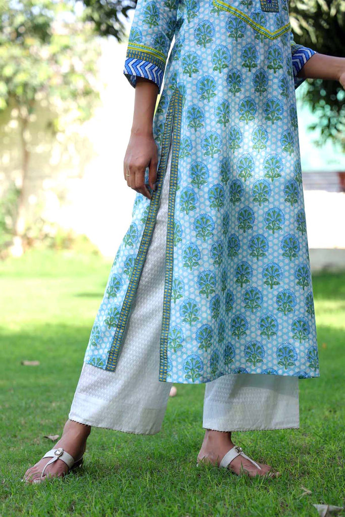 Straight Pants In Cotton  Fabric In off-White Color