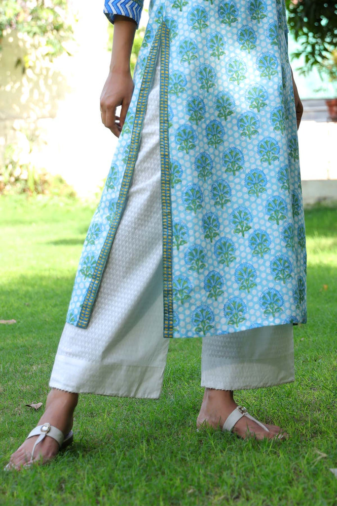 Straight Pants In Cotton  Fabric In off-White Color